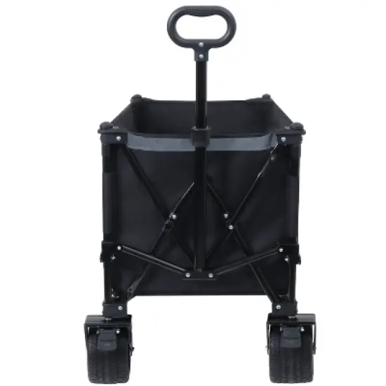 Foldable Garden Cart with Heavy-Duty Wheels & 480lbs Load Capacity, Portable Utility Wagon for Camping, Sports, Groceries, black image {3}
