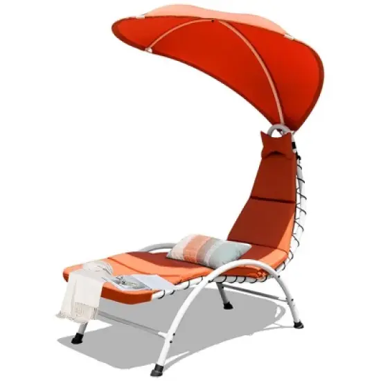 Costway Chaise Lounge Chair with Canopy Hammock Chair with Canopy Orange\Beige\Turquoise image {11}