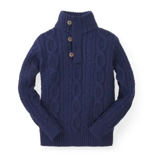 Hope & Henry Boys' Mock Neck Cable Sweater with Buttons, Infant image {5}