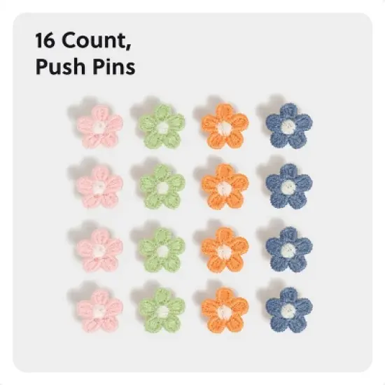 U Brands 16ct Small Embroidered Floral Push Pins Artist Touch image {2}
