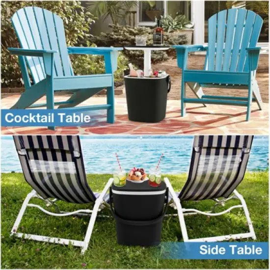 Tangkula Portable Cooler Table with Handle Cooler w/ Lift Top Lid & Bottle Opener 3-in-1 Outdoor Cocktail Drink Table Black/Blue image {3}
