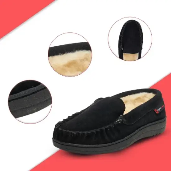 Alpine Swiss Yukon Mens Genuine Suede Shearling Slip On Moccasin Slippers image {2}