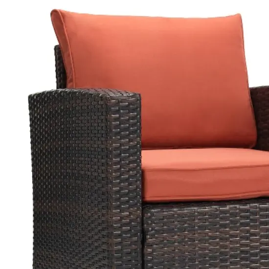 6pc Wicker Outdoor Conversation Set - Orange - EDYO LIVING image {6}