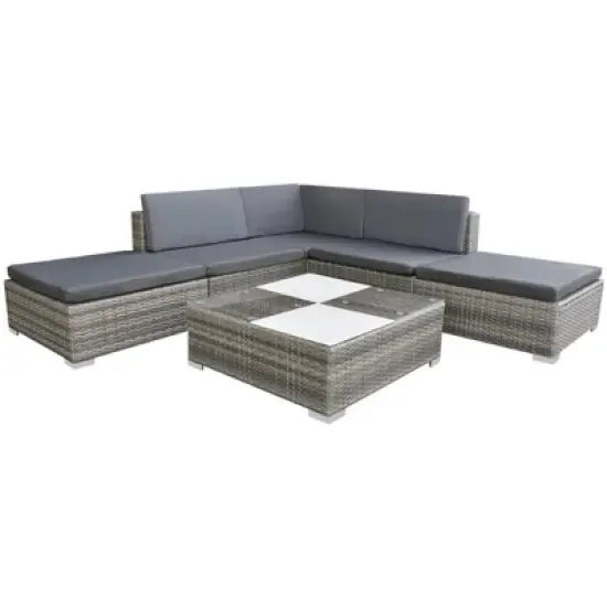 vidaXL Garden Furniture Set Grey PE Rattan Medium Modular image {6}