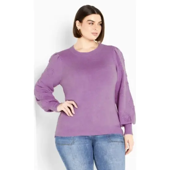 Women's Plus Size Nicky Pom Pom Sweater - wisteria | AVENUE image {7}