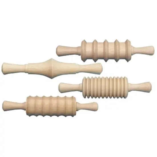 Creativity Street&reg; Wood Rolling Pin Set, 4 Patterns, 6", 4 Pieces image {2}