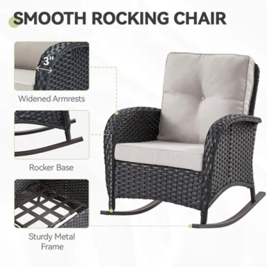 Gymojoy Outdoor Sofa Rocking Chair Side Table with Ottomans Patio Funiture image {3}