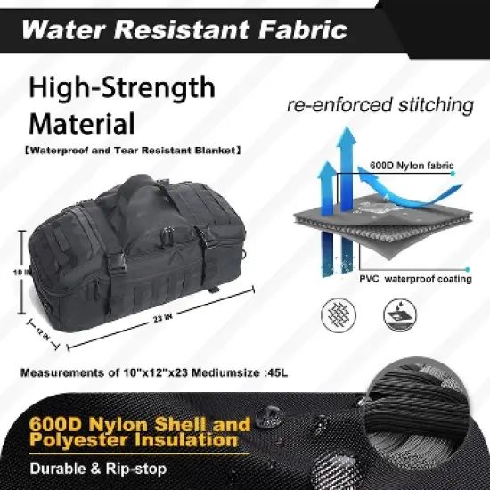 3 In 1 Tactical 30L Military Backpack Travel Duffle Bag for Weekender Gym Workout Deployment image {4}