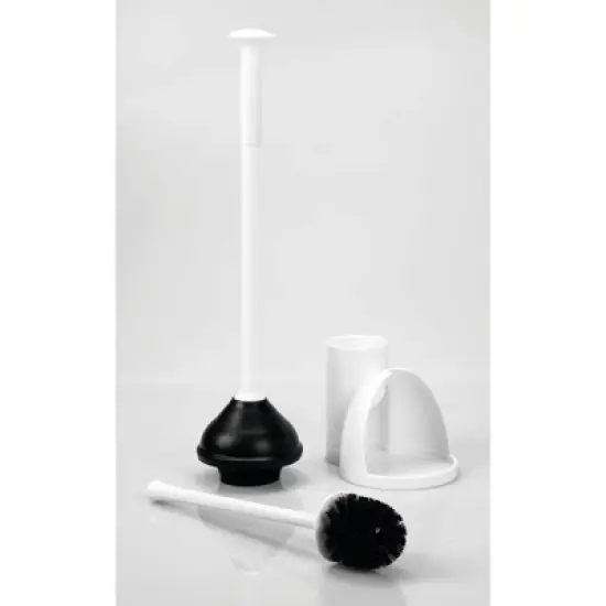 mDesign Hidden Plunger and Brush Set for Toilet Bowl - White image {3}