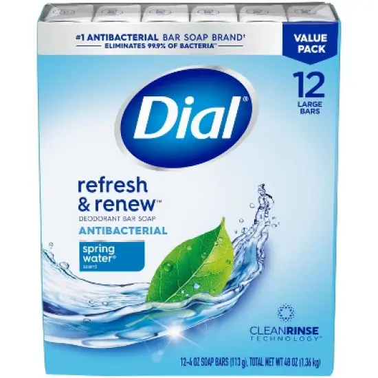 Dial Antibacterial Deodorant Spring Water Bar Soap - 12pk - 4oz each image {9}