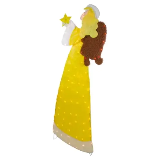 Northlight 72" Lighted 2D Yellow Chenille Angel Outdoor Christmas Decoration image {3}