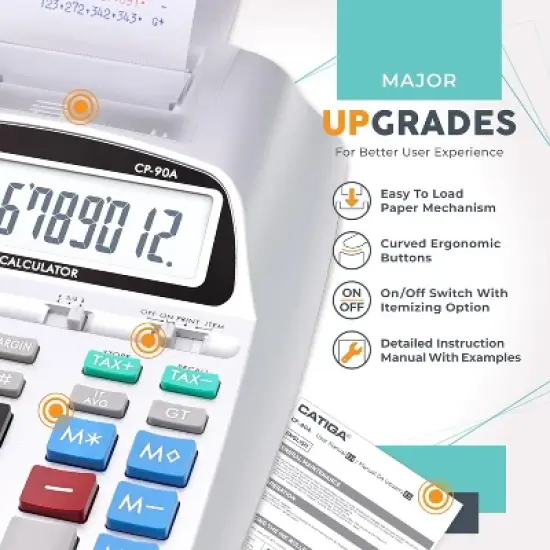 CATIGA 2025 Printing Calculator, 10-Key Adding Machine, Desktop Office with Paper Roll, Accounting & Finance, Business Use image {1}