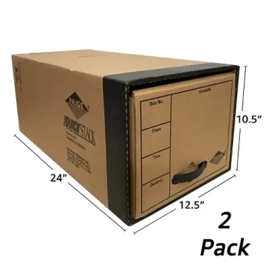 UOFFICE Pack of 2 Quick Stack Drawer File Boxes, 24" x 12.5" x 10.5", image {1}