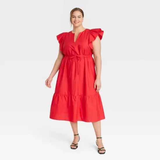 Women's Flutter Short Sleeve Midi Dress - A New Day&trade;  image {5}