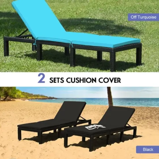 Costway Patio Rattan Lounge Chair Chaise Recliner Adjust Cushion Cover image {4}
