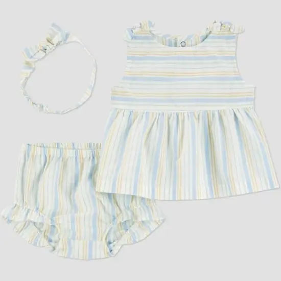 Carter's Just One You&reg; Baby Girls' 3pc Striped Woven Top & Bottom Set with Headband image {3}