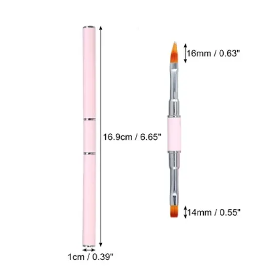 Unique Bargains Double Ended Nail Art Brush Lace Brush Gel Polish Nail Art Design Pen Paint Tools for Home DIY Manicure Pink image {3}