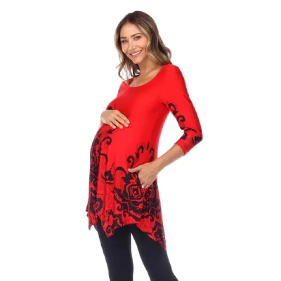 Maternity Plus Size 'Ganette' Tunic - White Mark image {1}