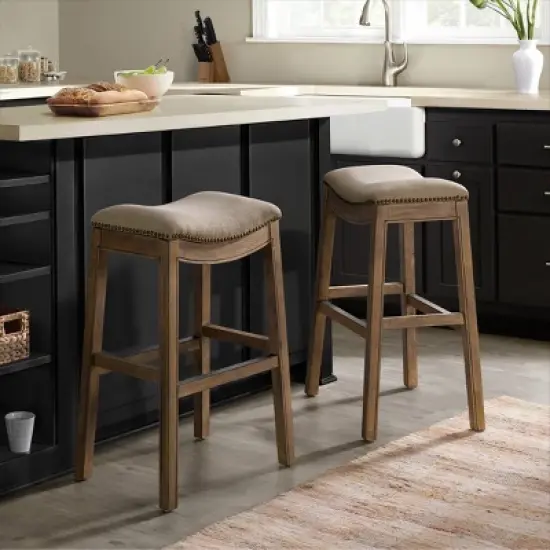 Set of 2 Williston Bar Height Stools - Alaterre Furniture image {1}