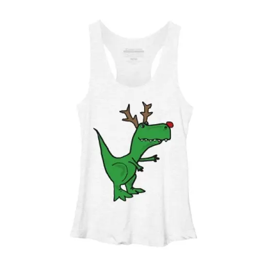 Women's Design By Humans Cool Funny Christmas T-Rex Dinosaur with Antlers By SmileToday Racerback Tank Top image {5}