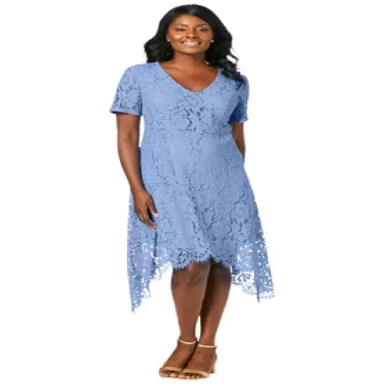 Jessica London Women&rsquo;s Plus Size Lace Handkerchief Dress image {3}