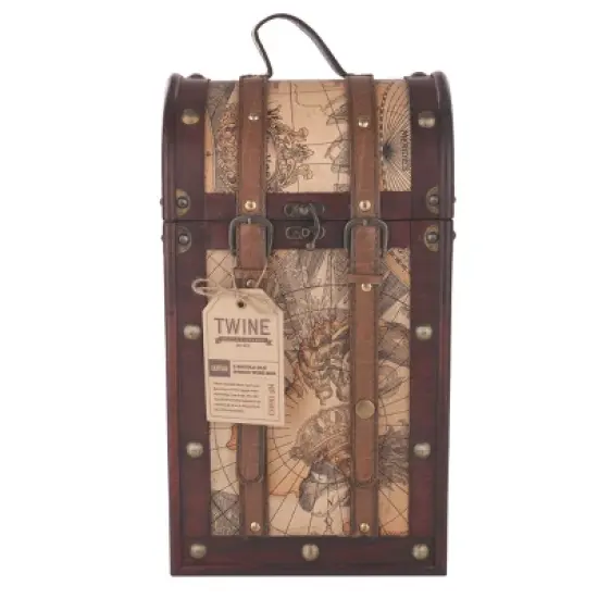Twine Old World Wooden Wine Bottle Gift Box image {4}