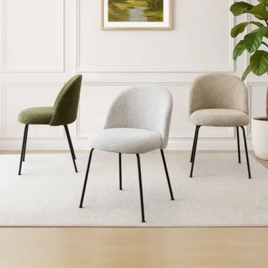 Nano Linen Upholstered Dining Chairs Set of 4,Wider Seat Armless Dining Room Chair with Metal Leg for Kitchen Dining Room Farmhouse-Maison Boucle image {4}