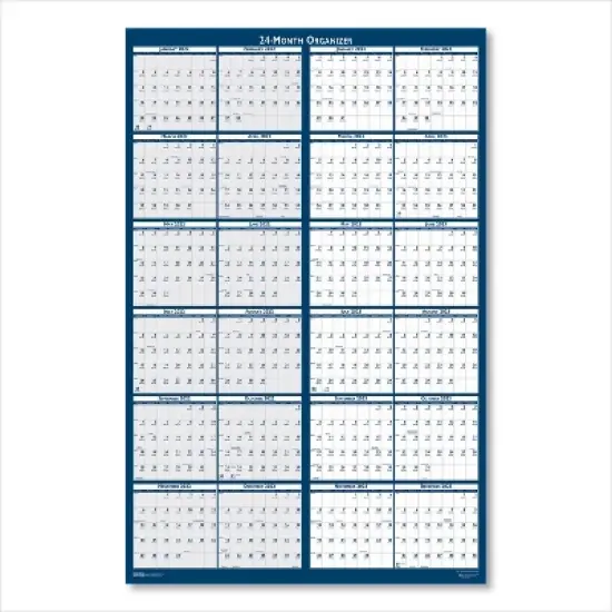 Reversible/Erasable Two-Year Wall Calendar, 24 x 37, Light Blue/Blue/White Sheets, 24-Month: Jan 2026 to Dec 2027 image {1}