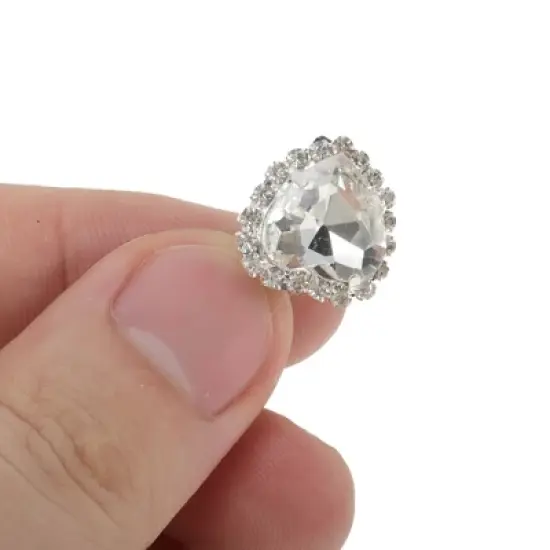 Unique Bargains Hearts Gemstone Shoelace Charms Silver Tone 1 Pair image {2}