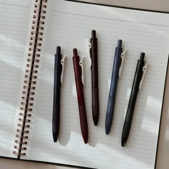 Wrapables Multi-Color Retractable Gel Pen Set (5 pack), 0.5mm Fine Point, for Writing, Journaling, Drawing, Home and Office, Classic image {5}