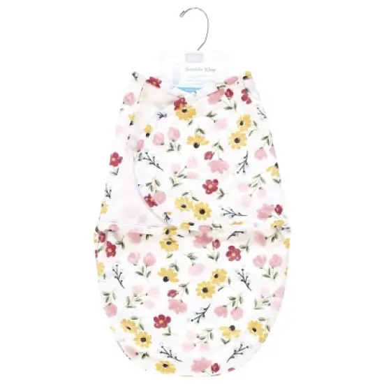 Hudson Baby Infant Girl Plush Faux Fur Swaddle Wrap, Soft Painted Floral, 0-3 Months image {1}