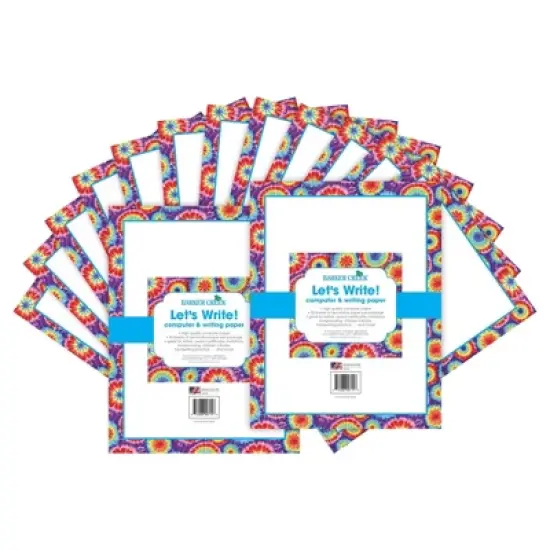 Barker Creek 2pk Printer Paper 100ct - Tie-Dye Border image {1}