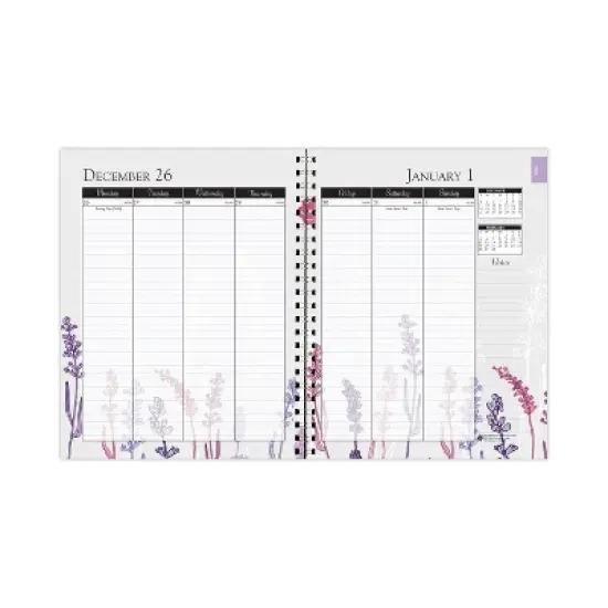 Recycled WildFlower Weekly/Monthly Planner, WildFlower Artwork, 11 x 8.5, Gray/White/Purple Cover, 12-Month (Jan-Dec): 2026 image {2}