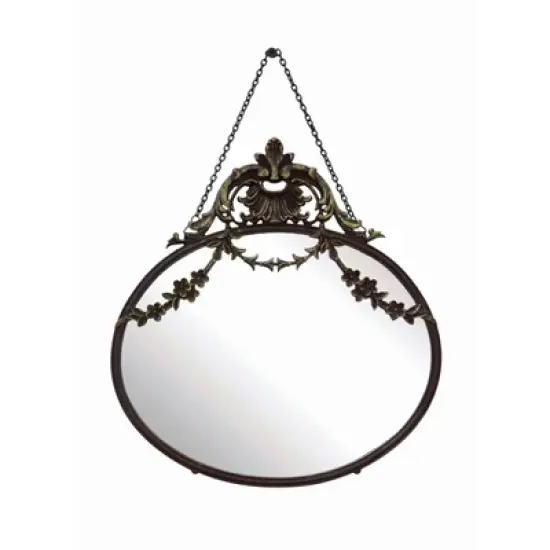 10.5" x 13.5" Antique Inspired Hanging Oval Mirror with Pewter Frame Rust Black- 3R Studios image {2}