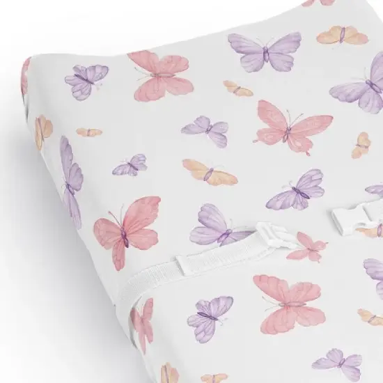 Sweet Jojo Designs Girl Changing Pad Sheet Butterfly Pink and Purple image {3}