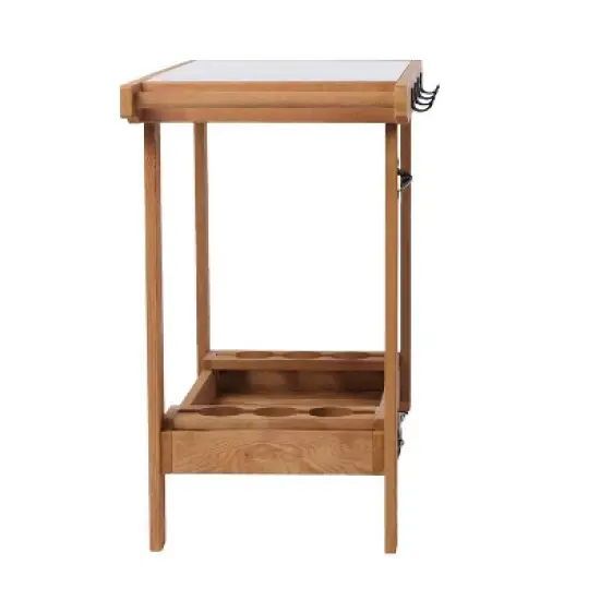 Whisen Wooden Garden Cart with Wheels & Metal Top image {7}