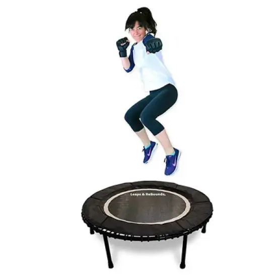 LEAPS & REBOUNDS 40" Adjustable Stability Bar Attachment with 40" Mini Fitness Trampoline and Home Gym Rebounder for Cardio Exercises, Gray image {3}