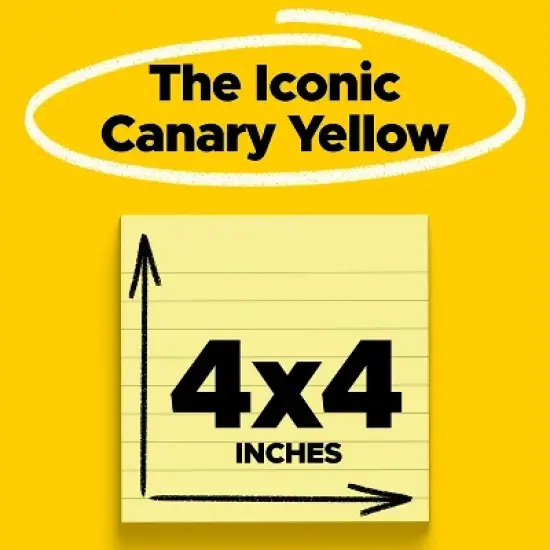 Post-it Super Sticky Notes 4" x 4" Canary Yellow 4 Pads/Pack (675-4SSCY) 667403 image {1}
