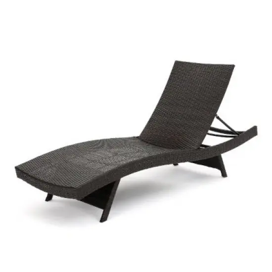 Wicker Patio Chaise Lounge with Adjustable Back, Poolside Sunbathing Chair with Foldable Legs, Waterproof Outdoor Chair -Christopher Knight Home image {5}