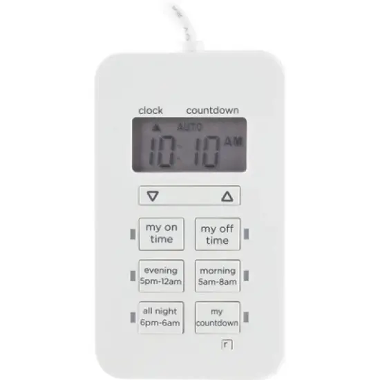 myTouchSmart Digital Dimmable Timer Polarized 2-Outlets Presets On/Off Tether White image {3}
