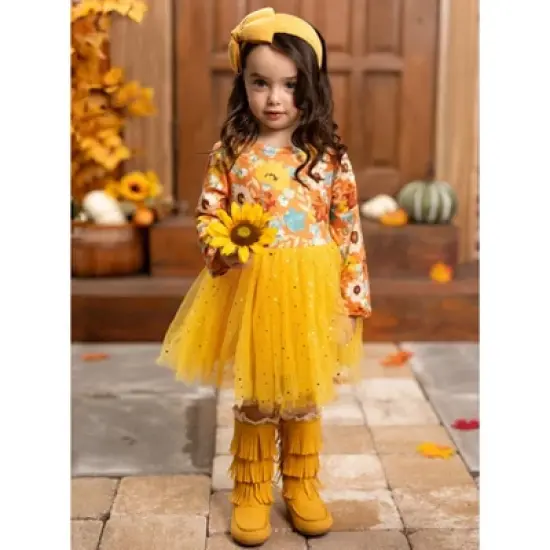 Girls Autumn Blooms Sparkle Tutu Dress - Mia Belle Girls image {4}