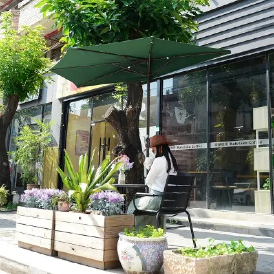 Half Round Patio Umbrella with Easy Crank &ndash; Compact 9ft Semicircle Outdoor Shade Canopy for Balcony, Porch, or Deck by Nature Spring (Forest Green) image {4}