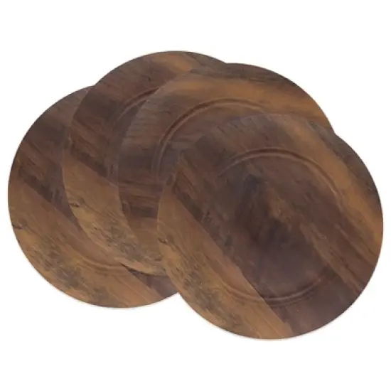 Saro Lifestyle Faux Wood Finish Charger Plate (Set of 4), 13", Brown image {2}