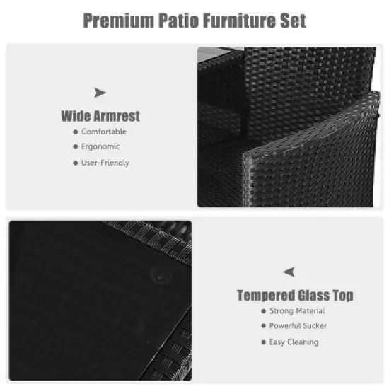 Tangkula Outdoor Rattan Furniture Wicker Patio Conversation Chair W/Cushions Turquoise image {4}