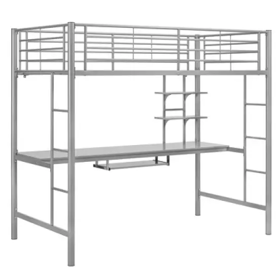 Twin Analise Metal Loft Bed with Wood Desk - Saracina Home image {5}