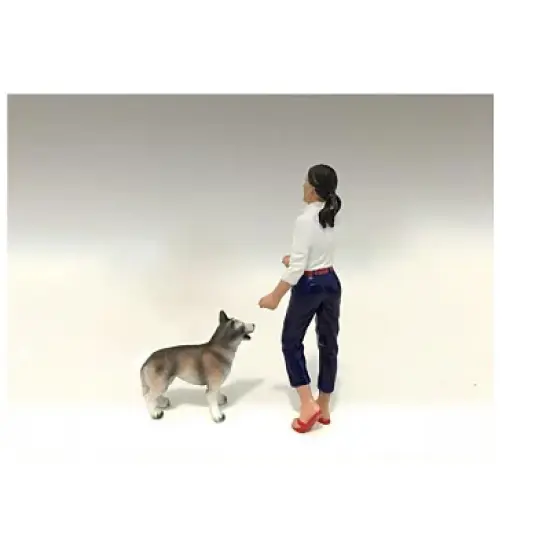 Woman and Dog 2 Piece Figure Set For 1:18 Scale Models by American Diorama image {1}