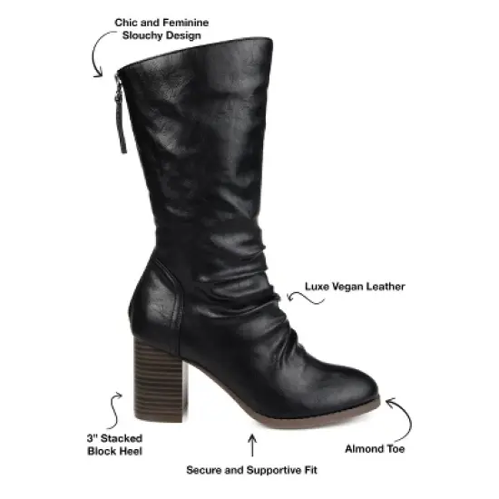 Journee Collection Womens Sequoia Stacked Heel Mid Calf Boots image {7}