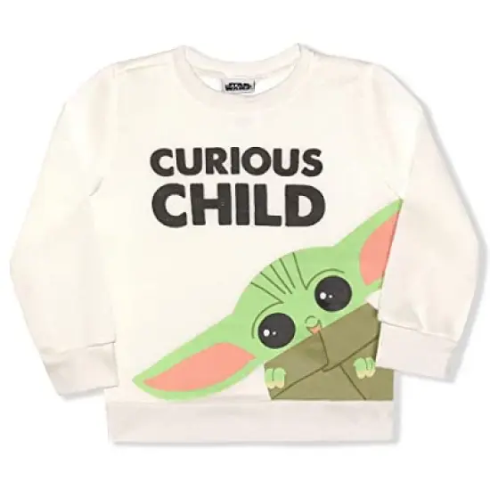 Star Wars Boy's 2-Pack Baby Yoda Curious Child Graphic Pullover Sweatshirt and Taped Jogger Pants Set for Infant image {4}
