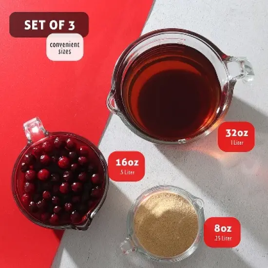 JoyTable Glass Measuring Cups Set, Liquid Measuring Cups, Glass Measuring Cup Set image {2}