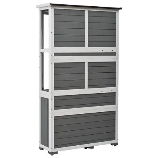 YOOCOZZ 63"Height Wood Garden Storage Cabinet with Waterproof- Roof and Lockable Door, Mini Greenhouse Cold Frame image {4}